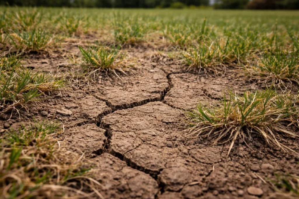 compacted soil causing weak lawn grass