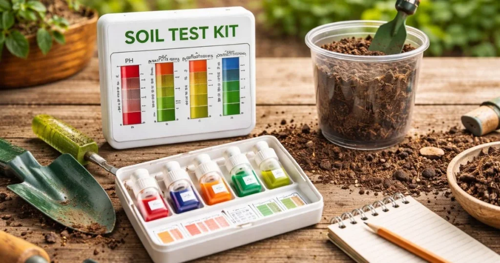 Soil test kit used before applying fertilizer