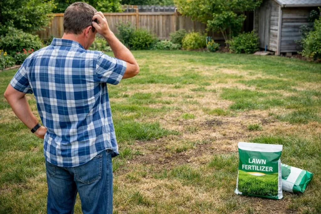 lawn with thin grass showing need for soil test kit