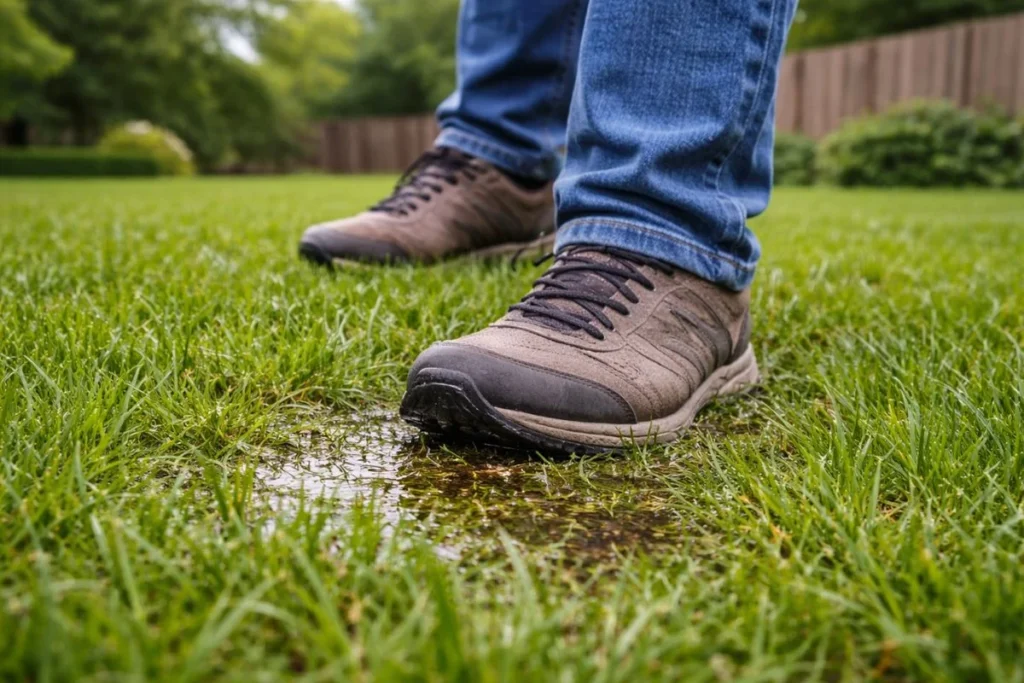 Spongy lawn surface caused by thick thatch