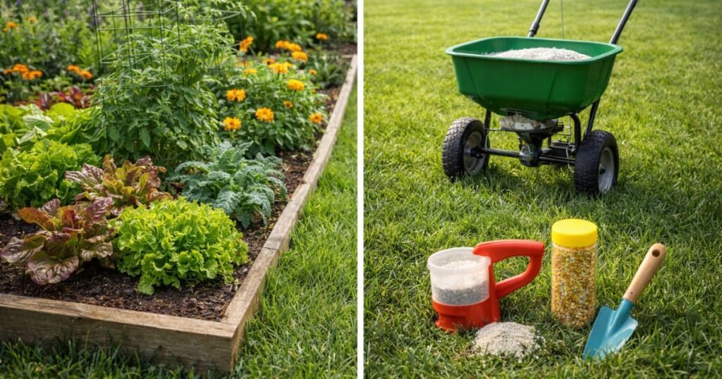 spring fertilizer for garden plants and lawn