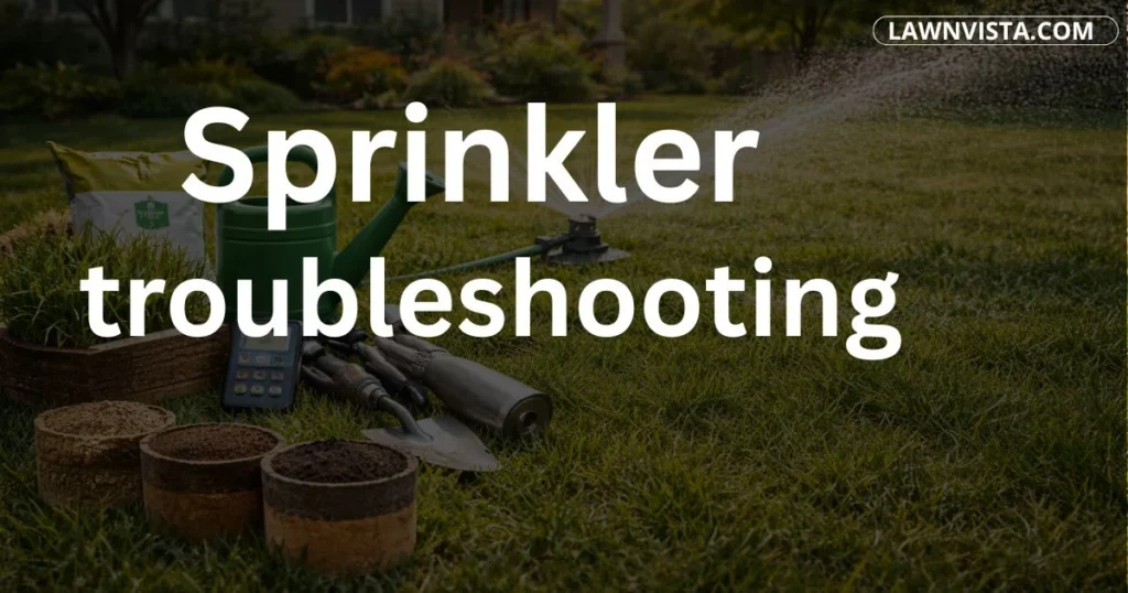 Lawn sprinkler head being adjusted to fix uneven water spray and irrigation issues