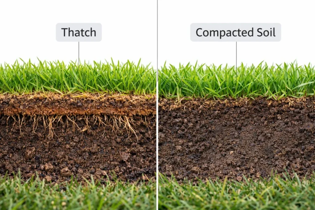 Comparison of lawn thatch and soil compaction
