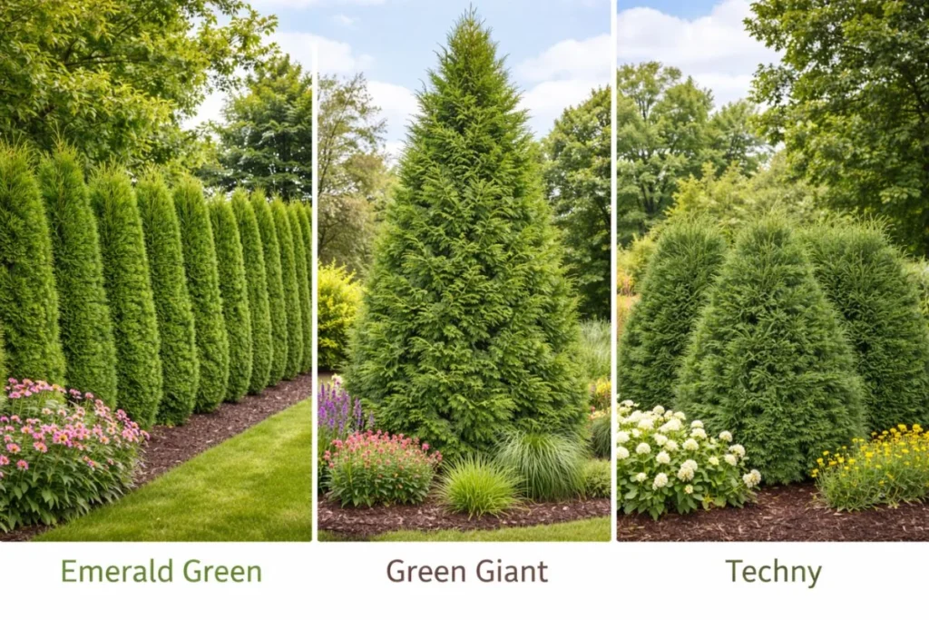 emerald green and green giant arborvitae varieties