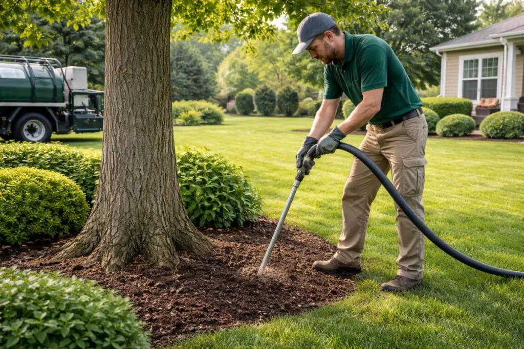 deep root fertilization treatment applied to landscape tree