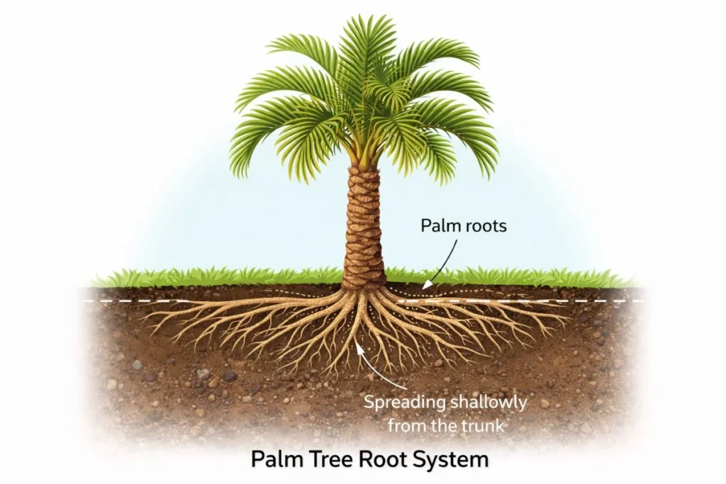 palm tree root system diagram