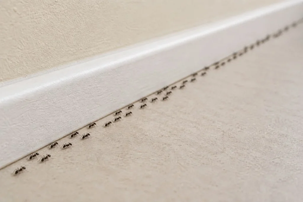 visible ant trail inside home wall