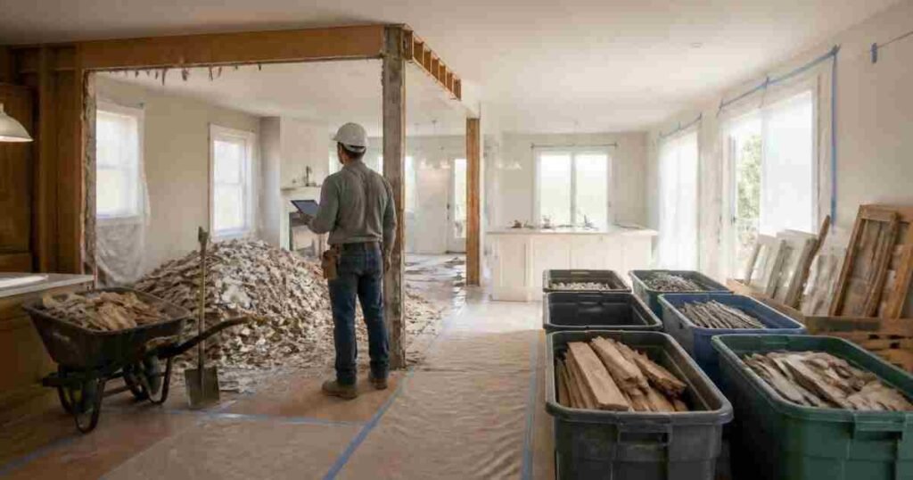 Managing Renovation Debris During Home Layout Reconfiguration Projects