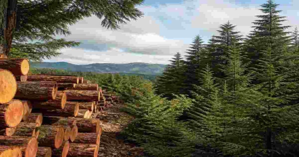 cedar trees landscape and lumber