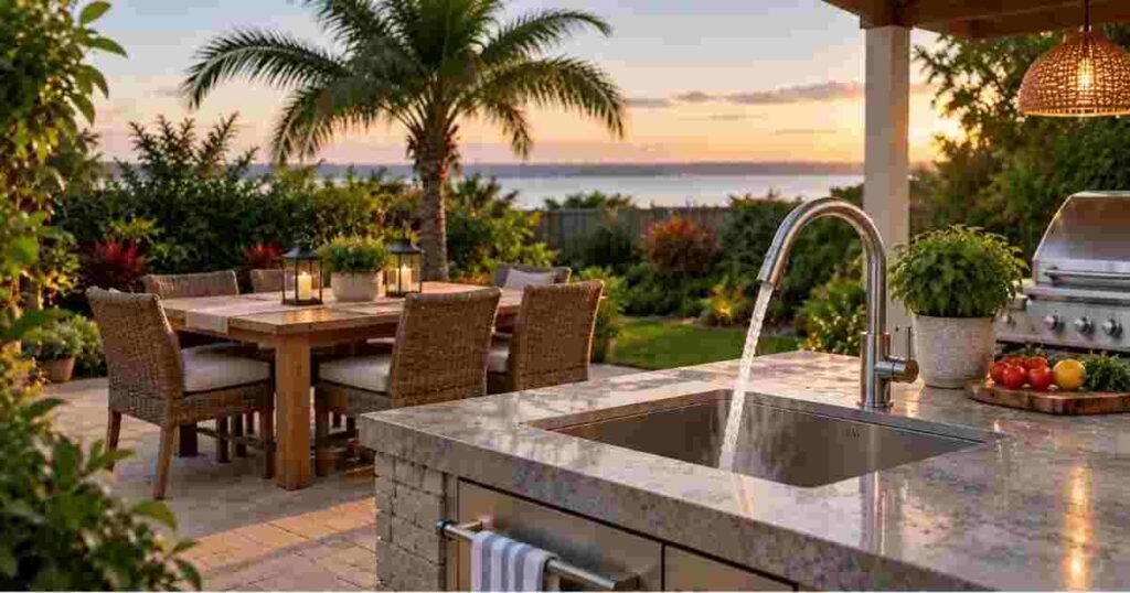 hot water for an outdoor kitchen or garden sink